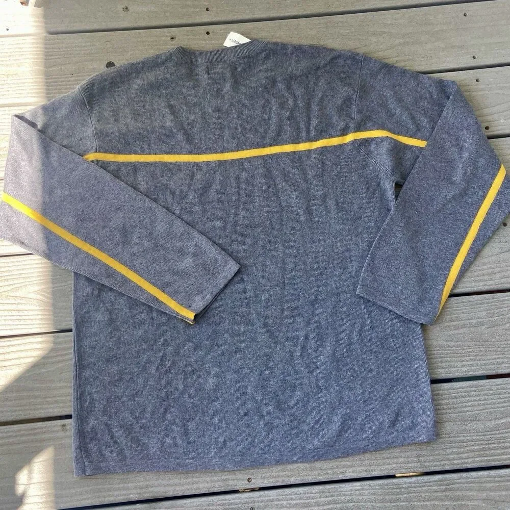 Aeropostale Y2K Striped Sweater XL Gray Yellow Ringer Neck Skater Indie Grunge